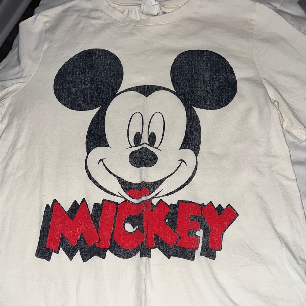 H&M Mickey Mouse Tee - Cream and Red
